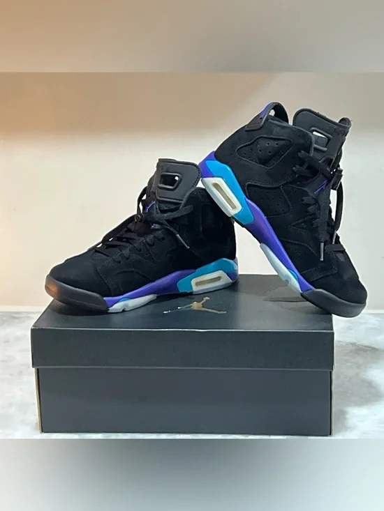 Air Jordan 6 Retro AGUA - 5 Youth - Black/Concord-Aguatone - Picture 2 of 4